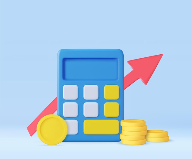 Kalkulator 3d Ikona Finansowa Zarządzanie Pieniędzmi Planowanie Finansowe Obliczanie Ryzyka Finansowego Kalkulator Ze Stosem Monet I Wykresem Renderowania 3d Ilustracja Wektorowa