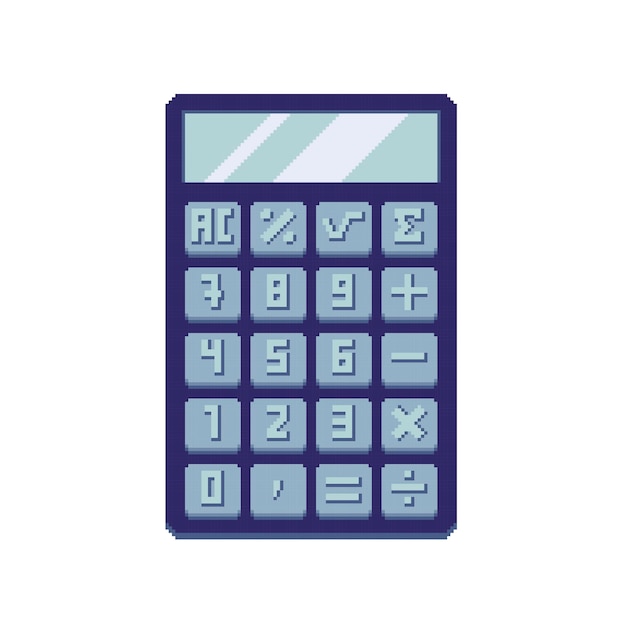 Plik wektorowy kalkulator cyfrowy element sztuki pikselowej urządzenie do liczenia 8 bitów