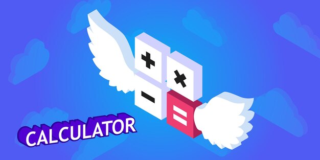 Kalkulator izometryczny projekt ikona Wektor ilustracja sieci web 3d kolorowa koncepcja