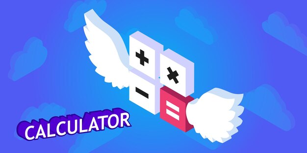 Kalkulator Izometryczny Projekt Ikona Wektor Ilustracja Sieci Web 3d Kolorowa Koncepcja