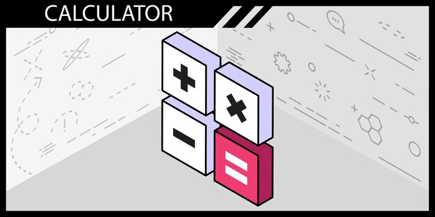 Kalkulator izometryczny projekt ikona Wektor ilustracja sieci web 3d kolorowa koncepcja