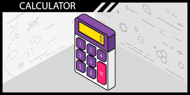 Kalkulator izometryczny projekt ikona Wektor ilustracja sieci web 3d kolorowa koncepcja