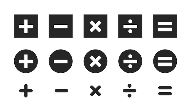 Kalkulator Klucz Wektor Zestaw Ikon Klucze Matematyczne Symbol Kolekcja Przycisków