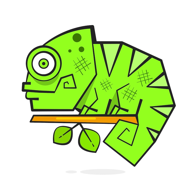Wektor kameleon siedzi na gałęzi. ilustracja wektorowa gadów