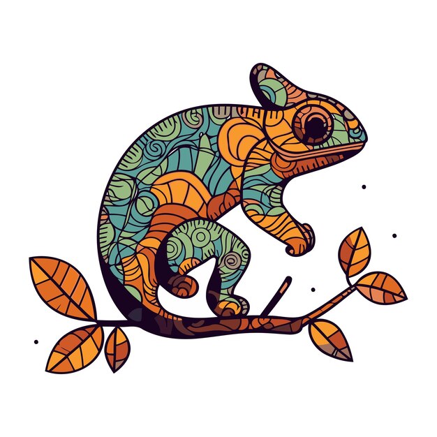 Kameleon Zentangle Ręcznie Narysowana Ilustracja Wektorowa