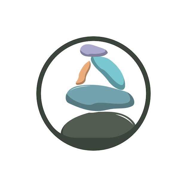 Kamień Logo Wektor Zen Medytacja Kamień Równowaga Spokój Joga Minimalistyczny Prosty Projekt