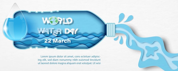 Plik wektorowy kampania plakatowa światowych dni wody w stylu cięcia papieru i wektorze