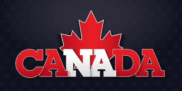Kanada Słowo Z Flagą I Projektem Liścia Klonu Happy Canada Day Banner
