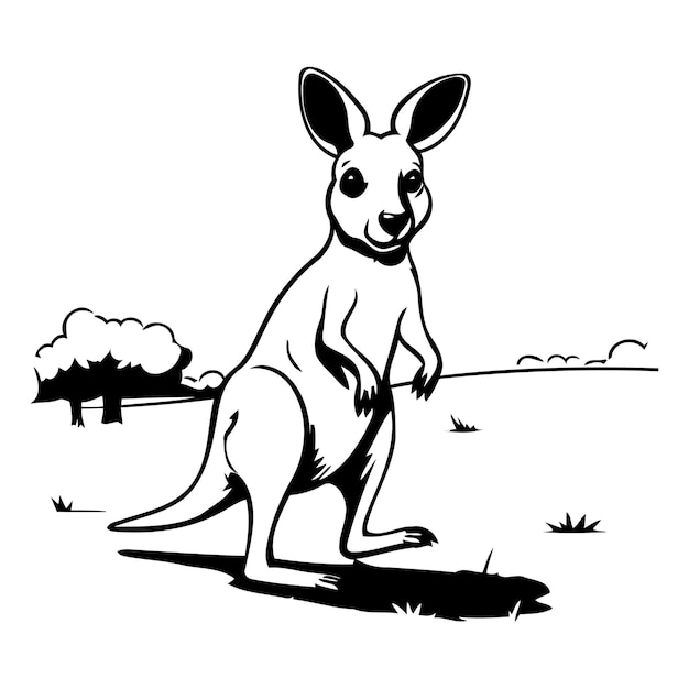 Plik wektorowy kangur stojący na trawie ilustracja wektorowa w stylu kreskówki