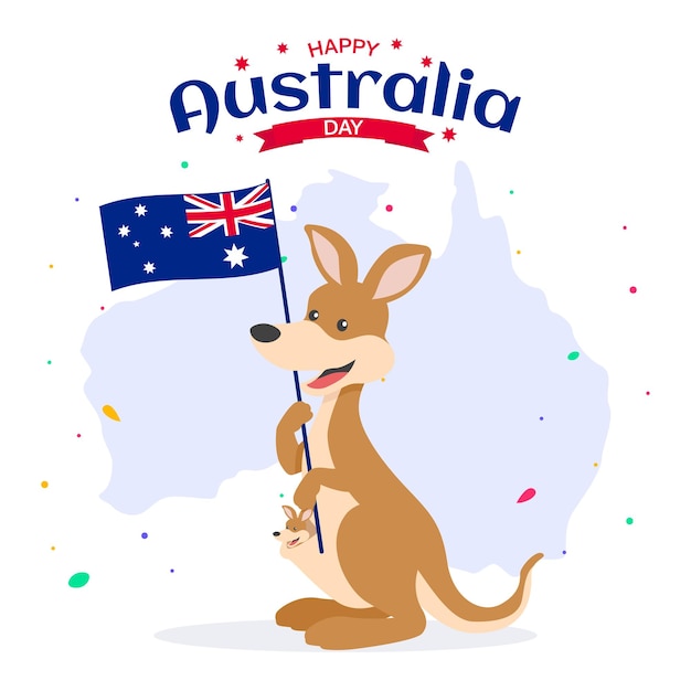 Kangur Trzymający Flagę Australii Na Dzień Australii