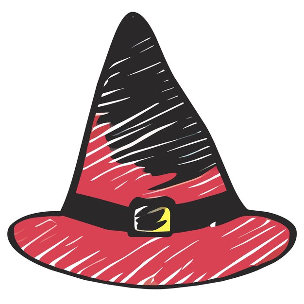 Plik wektorowy kapelusz czarownicy i czarownika ręcznie narysowany naklejka ikonka koncepcja izolowana ilustracja