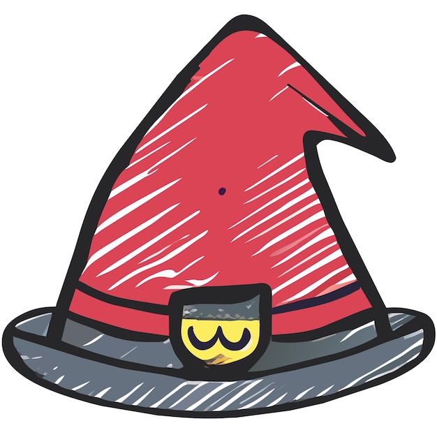 Plik wektorowy kapelusz czarownicy i czarownika ręcznie narysowany naklejka ikonka koncepcja izolowana ilustracja