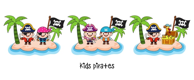Kapitan piratów dla dzieci i postacie marynarza Wypełnione Clipart