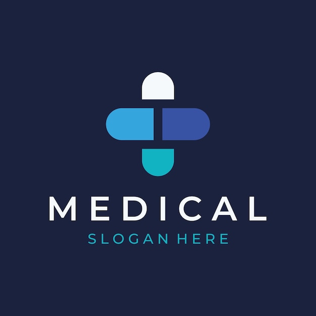 Kapsułki farmaceutyczne medycyna Logo szablonlogo dla drogerii symbol zdrowiapharmacymedicaldoctorplus