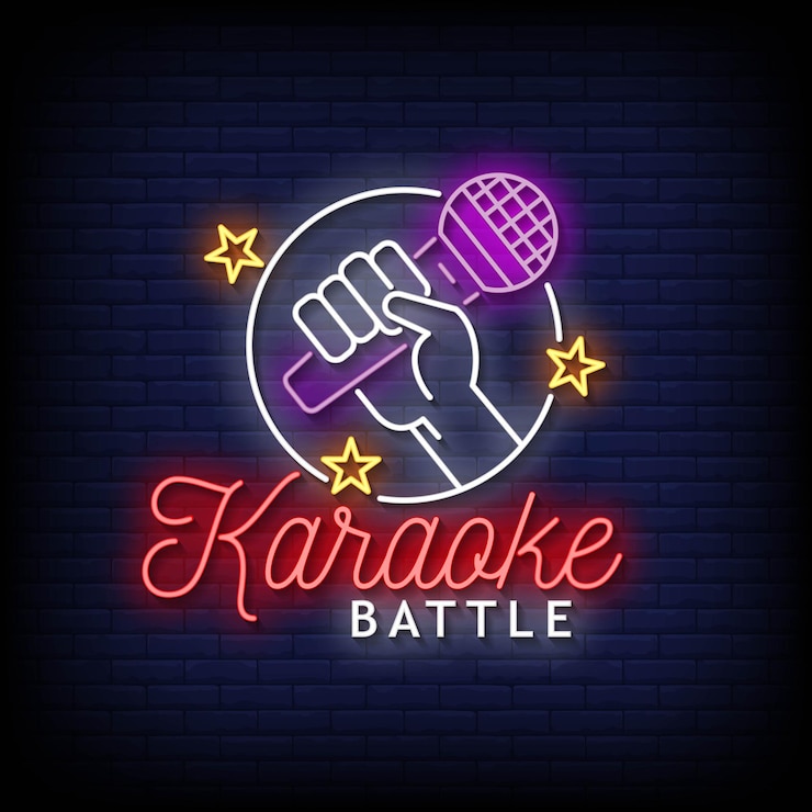 Wektor karaoke bitwa neonowe znaki w stylu tekstu wektor