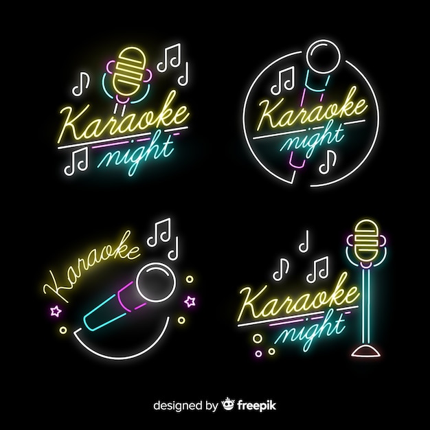 Plik wektorowy karaoke night bar kolekcja neon light sign