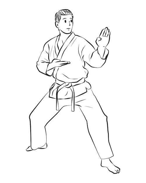 Karate Man Kreskówka Ludzie Sztuki Walki Ilustracja