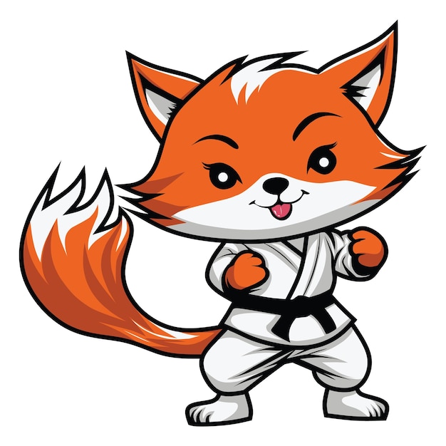 Karate Sztuk Walki Fox Character Kids Logo