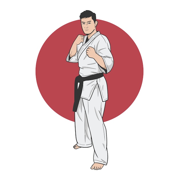 Karate Wektor Ilustracja Ręka Rysunek