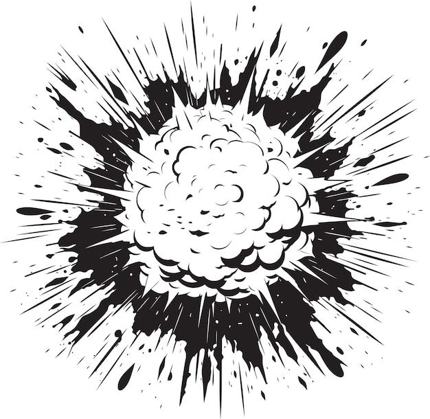 Karikatura Kaboom Eksplozywny Czarny Logo Blitz Bang Czarny Wektor Eksplozji