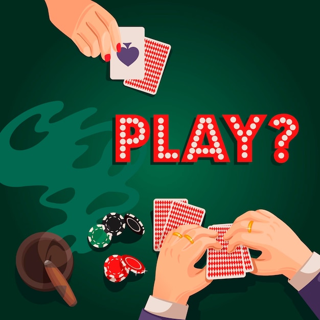 Karikatura Kolor Holdem Poker Szablon Banner Karta Wektor