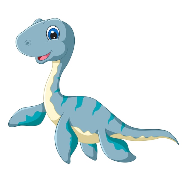 Karikatura plesiosaura na białym tle