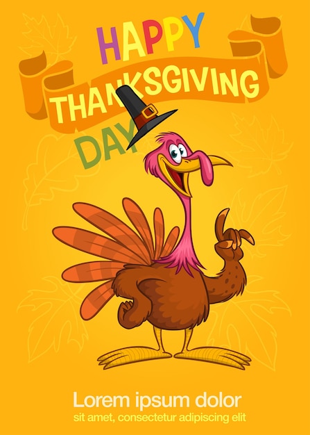 Plik wektorowy karikatura szczęśliwy uroczy dzień dziękczynienia indyjski ptak ilustracja wektorowa odizolowana projekt na dzień dziękczynienia