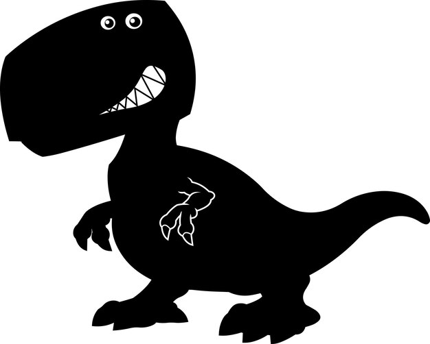 Plik wektorowy karikatura trex dinosaur czarna sylwetka projekt graficzny wektorowy ręcznie narysowana ilustracja