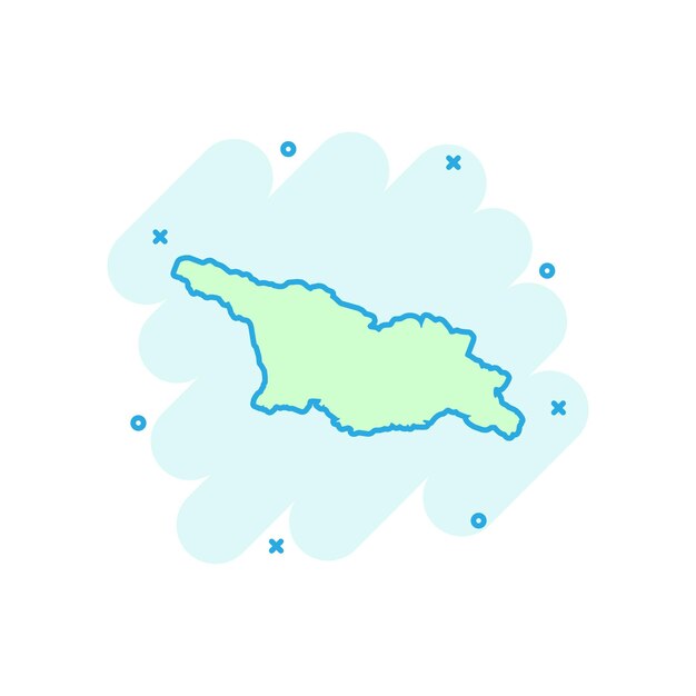 Plik wektorowy karikatura wektorowa ikona mapy gruzji w stylu komiksowym ilustracja znaku gruzji piktogram mapa kartograficzna koncepcja efektu splash biznesowego