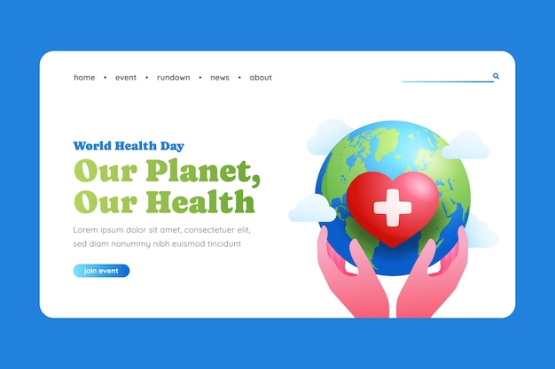 Plik wektorowy karikaturowa strona internetowa światowego dnia zdrowia