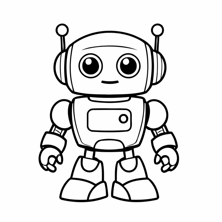Wektor karikaturowa strona z ręcznie narysowanym robotem dla dzieci