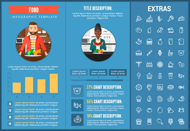 Karmowy Infographic Szablon, Elementy I Ikony