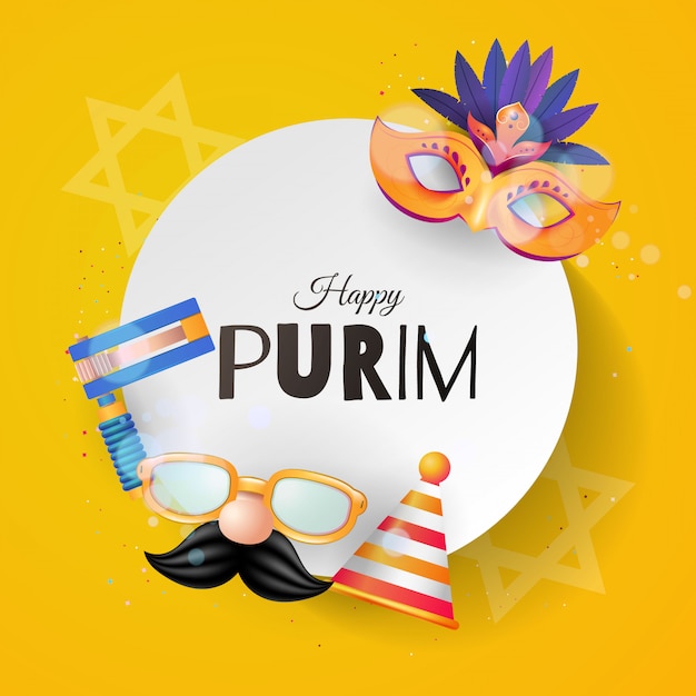 Karnawałowe maski i przedmioty na festiwal Purim