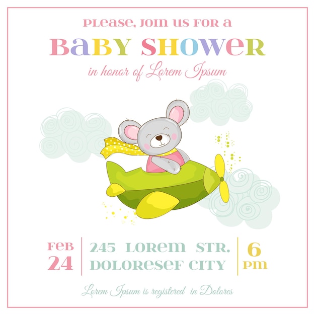 Karta Baby Shower Lub Przyjazdu - Baby Mouse Girl