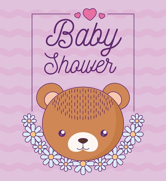 Karta Baby Shower Z Głową Słodkiego Misia