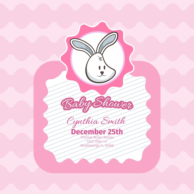 Karta baby shower ze słodkim królikiem