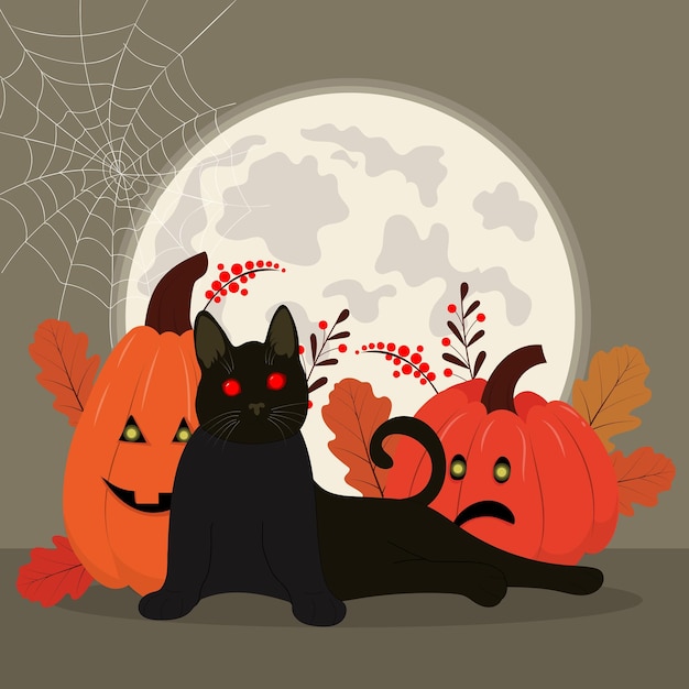 Karta Halloween Ze Złym Kotem