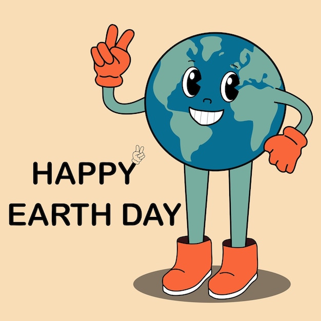 Karta Happy Earth Day W Stylu Retro