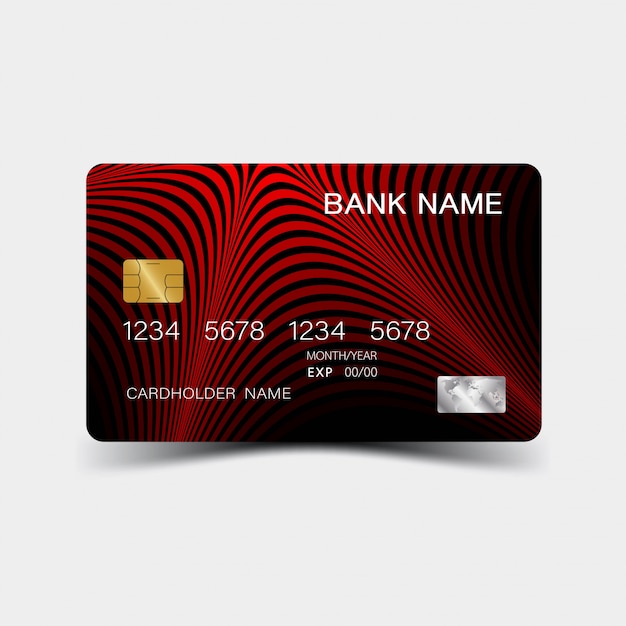 Karta kredytowa. Z desingiem w kolorze czerwonym.