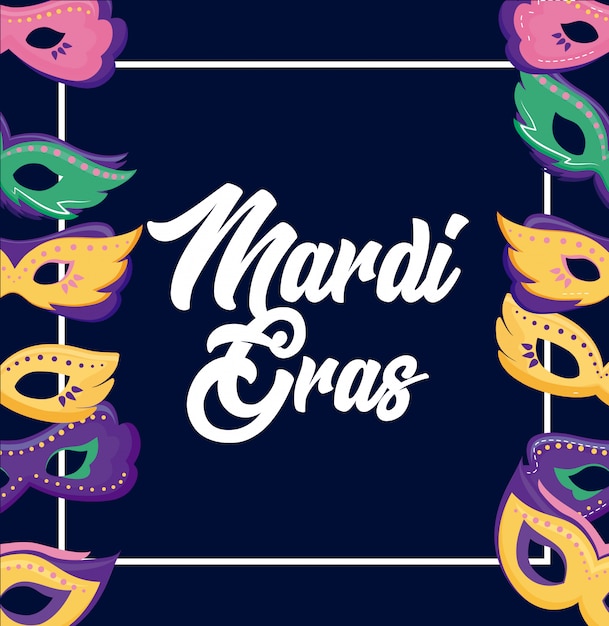 Karta Mardi Gras Z Maskami