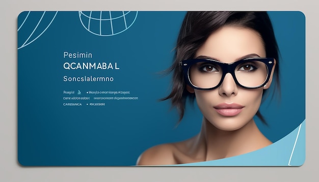 karta prezentacyjna dla okularza biznesowy profesjonalny wygląd niebieskie tony