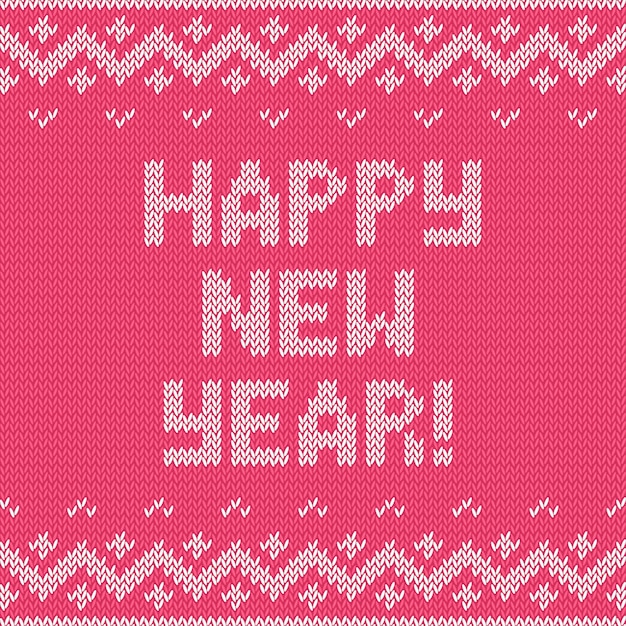 Karta Szczęśliwego Nowego Roku Z Dzianiny Tekstury