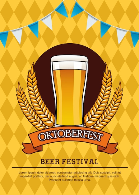 Karta Uroczystości Oktoberfest Z Napojem Piwnym W Szkle