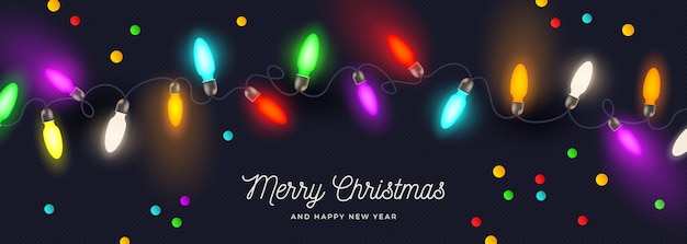Karta z pozdrowieniami świątecznymi z wielokolorowym światłem Bożego Narodzenia