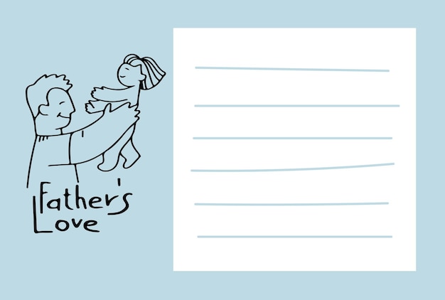 Plik wektorowy karta z pozdrowieniami z okazji dnia ojca, strona z notatką na niebieskim tle