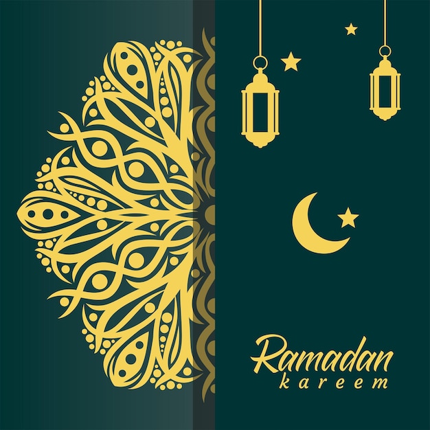 Karta Z Ramadan Kareem I Półksiężycem.