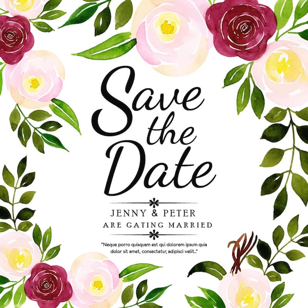 Karta Zaproszenie Na ślub Kwiatowy Akwarela