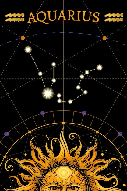 Karta zodiaku karty tarota z symbolem Wodnika Horoskop i magia kart