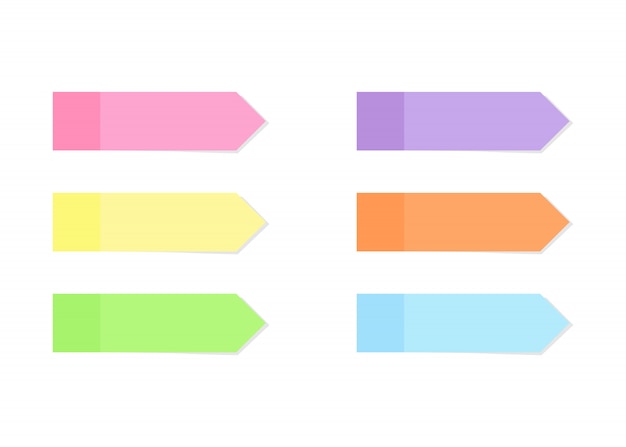 Karteczki samoprzylepne kolorowe lub marker w stylu płaski.