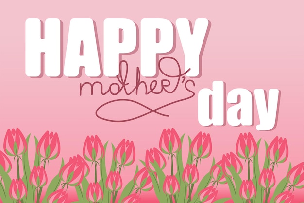 Kartka Na Dzień Matki, święto Kobiet, Pismo Ręczne, Bukiety Z Kwiatami, Różowe Tulipany